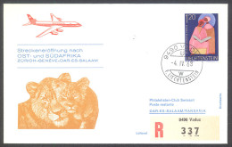 Swissair 1968 Zuerich - Dar-Es-Salaam Registered Vaduz First Flight Cover - Aéreo