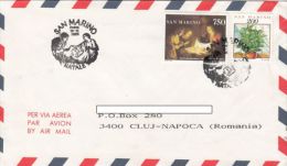 STAMPS ON COVER, NICE FRANKING, JESUS' BIRTH, POT FLOWER, 1994, SAN MARINO - Briefe U. Dokumente