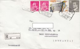 STAMPS ON REGISTERED COVER, NICE FRANKING, KING, ATHLETICS, 1992, SPAIN - Cartas & Documentos