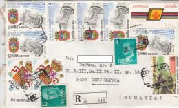 STAMPS ON REGISTERED COVER, NICE FRANKING, KING, COATS OF ARMS, 1992, SPAIN - Cartas & Documentos