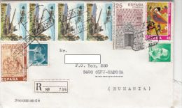 STAMPS ON REGISTERED COVER, NICE FRANKING, ARMED FORCES, PAINTING, ARCHITECTURE, 1992, SPAIN - Cartas & Documentos