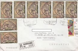 STAMPS ON REGISTERED COVER, NICE FRANKING, CHRISTMAS, 1992, SPAIN - Briefe U. Dokumente