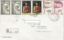 STAMPS ON REGISTERED COVER, NICE FRANKING, KING, PAINTING, POSTAL SERVICE, 1993, SPAIN - Cartas & Documentos