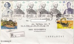 STAMPS ON REGISTERED COVER, NICE FRANKING, KINGS, QUEEN, LOBSTER, SCORPION, 1993, SPAIN - Cartas & Documentos