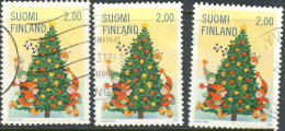 Finlande  1998. ~ YT 1423 Par 3 - Enfant Courant Autour Sapin Noël - Gebruikt