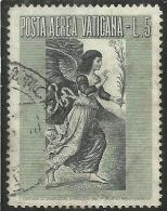 VATICANO VATIKAN VATICAN  1956 AEREA ARCANGELO GABRIELE GABRIEL ARCHANGEL LIRE 5 USATO USED - Poste Aérienne