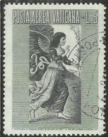 VATICANO VATIKAN VATICAN  1956 AEREA ARCANGELO GABRIELE GABRIEL ARCHANGEL LIRE 5 USATO USED - Poste Aérienne