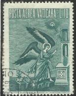 VATICANO VATIKAN VATICAN  1956 AEREA ARCANGELO GABRIELE GABRIEL ARCHANGEL LIRE 10 USATO USED - Poste Aérienne