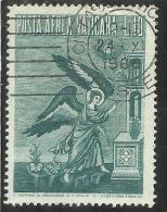 VATICANO VATIKAN VATICAN  1956 AEREA ARCANGELO GABRIELE GABRIEL ARCHANGEL LIRE 10 USATO USED - Poste Aérienne