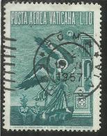 VATICANO VATIKAN VATICAN 1956 AEREA ARCANGELO GABRIELE GABRIEL ARCHANGEL LIRE 10 USATO USED - Airmail