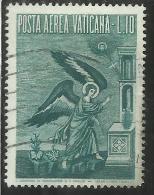 VATICANO VATIKAN VATICAN 1956 AEREA ARCANGELO GABRIELE GABRIEL ARCHANGEL LIRE 10 USATO USED - Airmail