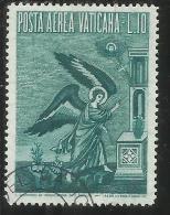 VATICANO VATIKAN VATICAN  1956 AEREA ARCANGELO GABRIELE GABRIEL ARCHANGEL LIRE 10 USATO USED - Poste Aérienne