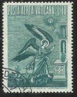 CITTA DEL VATICANO VATIKAN VATICAN CITY 1956 AEREA ARCANGELO GABRIELE GABRIEL ARCHANGEL LIRE 10 USATO USED OBLITERE' - Aéreo