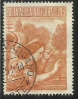 VATICANO VATIKAN VATICAN  1956 AEREA ARCANGELO GABRIELE GABRIEL ARCHANGEL LIRE 15 USATO USED - Poste Aérienne