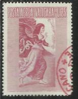 VATICANO VATIKAN VATICAN  1956 AEREA ARCANGELO GABRIELE GABRIEL ARCHANGEL LIRE 25 USATO USED - Aéreo