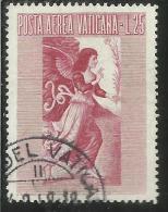 VATICANO VATIKAN VATICAN  1956 AEREA ARCANGELO GABRIELE GABRIEL ARCHANGEL LIRE 25 USATO USED - Poste Aérienne