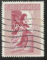 VATICANO VATIKAN VATICAN  1956 AEREA ARCANGELO GABRIELE GABRIEL ARCHANGEL LIRE 25 USATO USED - Poste Aérienne