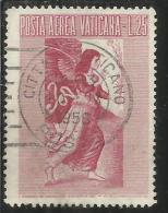 VATICANO VATIKAN VATICAN  1956 AEREA ARCANGELO GABRIELE GABRIEL ARCHANGEL LIRE 25 USATO USED - Airmail