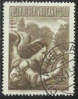 VATICANO VATIKAN VATICAN  1956 AEREA ARCANGELO GABRIELE GABRIEL ARCHANGEL LIRE 50 USATO USED - Aéreo