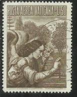 VATICANO VATIKAN VATICAN  1956 AEREA ARCANGELO GABRIELE GABRIEL ARCHANGEL LIRE 50 USATO USED - Poste Aérienne