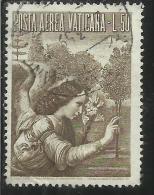 VATICANO VATIKAN VATICAN  1956 AEREA ARCANGELO GABRIELE GABRIEL ARCHANGEL LIRE 50 USATO USED - Poste Aérienne