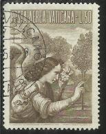 VATICANO VATIKAN VATICAN  1956 AEREA ARCANGELO GABRIELE GABRIEL ARCHANGEL LIRE 50 USATO USED - Luftpost