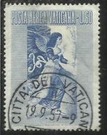 VATICANO VATIKAN VATICAN  1956 AEREA ARCANGELO GABRIELE GABRIEL ARCHANGEL LIRE 60 USATO USED - Poste Aérienne