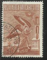 VATICANO VATIKAN VATICAN  1956 AEREA ARCANGELO GABRIELE GABRIEL ARCHANGEL LIRE 100 USATO USED - Airmail