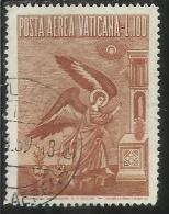 VATICANO VATIKAN VATICAN  1956 AEREA ARCANGELO GABRIELE GABRIEL ARCHANGEL LIRE 100 USATO USED - Posta Aerea