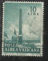 VATICANO VATIKAN VATICAN 1959 POSTA AEREA AIR MAIL OBELISCHI OBELISKS LIRE 10 USATO USED - Airmail