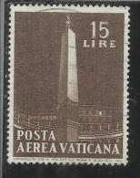 VATICANO VATIKAN VATICAN 1959 POSTA AEREA AIR MAIL OBELISCHI OBELISKS LIRE 15 USATO USED - Airmail