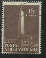VATICANO VATIKAN VATICAN 1959 POSTA AEREA AIR MAIL OBELISCHI OBELISKS LIRE 15 USATO USED - Aéreo