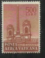 VATICANO VATIKAN VATICAN 1959 POSTA AEREA AIR MAIL OBELISCHI OBELISKS LIRE 500 USATO USED - Posta Aerea