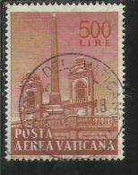 VATICANO VATIKAN VATICAN 1959 POSTA AEREA AIR MAIL OBELISCHI OBELISKS LIRE 500 USATO USED - Poste Aérienne