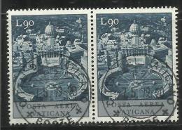 VATICANO VATIKAN VATICAN 1967 POSTA AEREA AIR MAIL SOGGETTI VARI LIRE 90 COPPIA USATA PAIR USED - Airmail