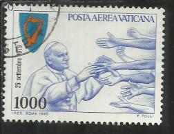 VATICANO VATIKAN VATICAN 1980 POSTA AEREA AIR MAIL VIAGGI DEL PAPA GIOVANNI PAOLO II POPE'S TRAVELS LIRE 1000 USATO USED - Poste Aérienne