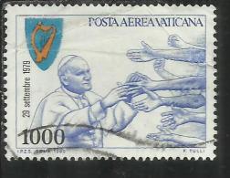 VATICANO VATIKAN VATICAN 1980 POSTA AEREA AIR MAIL VIAGGI DEL PAPA GIOVANNI PAOLO II POPE'S TRAVELS LIRE 1000 USATO USED - Posta Aerea