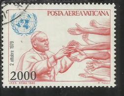 VATICANO VATIKAN VATICAN 1980 POSTA AEREA AIR MAIL VIAGGI DEL PAPA GIOVANNI PAOLO II POPE'S TRAVELS LIRE 2000 USATO USED - Poste Aérienne