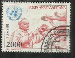 VATICANO VATIKAN VATICAN 1980 POSTA AEREA AIR MAIL VIAGGI DEL PAPA GIOVANNI PAOLO II POPE'S TRAVELS LIRE 2000 USATO USED - Poste Aérienne