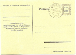 LBL26A - ALLEMAGNE ZOF ENTIER POSTAL CARTE POSTALE OBLITEREE BADEN 2/10/1945 NON ECRITE - Amtliche Ausgaben