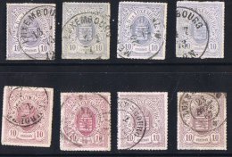 Percé En Lignes Colorées   10 Cent 8 Nuances  Oblitérés - 1859-1880 Wapenschild