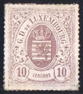 Percé En Lignes Colorées   10 Cent Lilas Pâle  Neuf Sans Gomme (*) - 1859-1880 Wappen & Heraldik