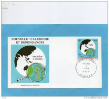 NOUVELLE CALEDONIE- ENVELOPPE  PREMIER JOUR-illustrée -philatélie à L'école Du 21 Oct 1987 N° 545 - Lettres & Documents