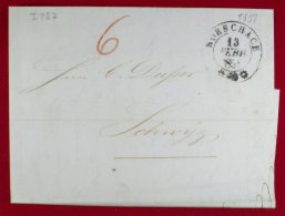 Switzerland 1851 Postal History Rare Prephilatelic Cover + Content Rorschach To Schwyz D.522 - 1843-1852 Correos Federales Y Cantonales