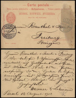 Switzerland 1902 Postal History Rare Old Postcard Postal Stationery Basel To Freiburg Germany D.529 - Covers & Documents