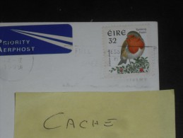 LETTRE IRLANDE IRELAND EIRE AVEC YT 980b - OISEAU BIRD ROUGE GORGE - CPM TRINITY COLLEGE LIBRARY DUBLIN - VIERGE - Cartas & Documentos