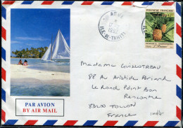 POLYNÉSIE - N° 374 / LETTRE AVION D'ARUE LE 17/2/1992, POUR LA FRANCE - TB - Covers & Documents