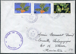 POLYNÉSIE - SERVICE - N° 1A + 2A + 11A / LETTRE D'UTUROA - RAIATEA LE 10/5/1982, POUR UTUROA - TB - Dienstmarken