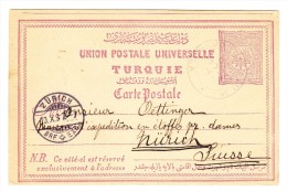 1897 Ganzsache 20 Paras Von Cavalla Nach Zürich - Storia Postale