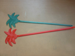 Touilleur "palmier" (rouge Et Bleu Vert) Type 2 (2 Pièces) - Swizzle Sticks